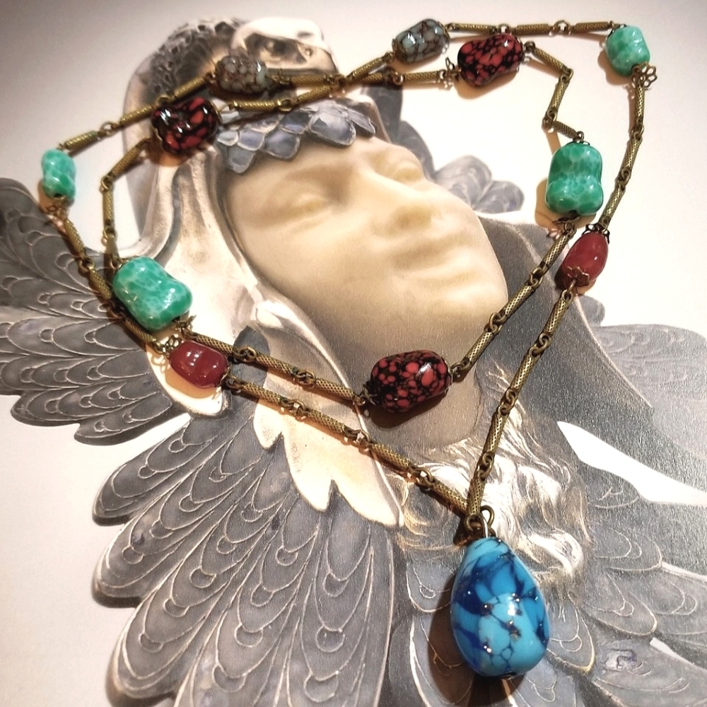 RARE Antique Venetian BORO Glass Necklace